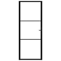 vidaXL Innerdörr ESG-glas och aluminium 83x201,5 cm svart