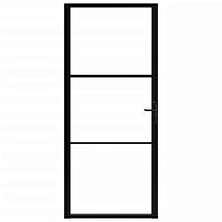 vidaXL Innerdörr ESG-glas och aluminium 102,5x201,5 cm svart
