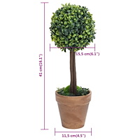 vidaXL Konstväxt buxbom 2 st bollformad med kruka 41 cm grön