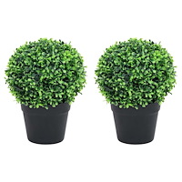 vidaXL Konstväxt buxbom 2 st bollformad med kruka 37 cm grön