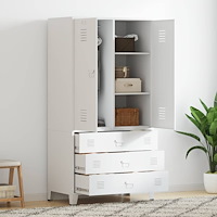 vidaXL Garderob industriell vit 90x50x180 cm metall