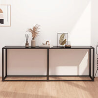 vidaXL Konsolbord svart 200x35x75,5 cm härdat glas
