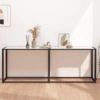 vidaXL Konsolbord vit marmor 200x35x75,5 cm härdat glas