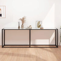 vidaXL Konsolbord vit marmor 220x35x75,5 cm härdat glas