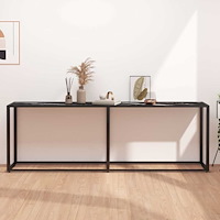 vidaXL Konsolbord svart marmor 220x35x75,5 cm härdat glas