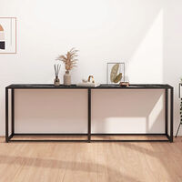 vidaXL Konsolbord svart marmor 220x35x75,5 cm härdat glas