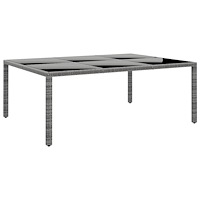 vidaXL Trädgårdsbord 200x150x75 cm härdat glas och konstrotting grå