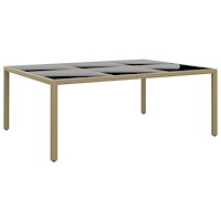 vidaXL Utebord 200x150x75 cm härdat glas och konstrotting beige