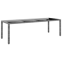 vidaXL Trädgårdsbord 250x100x75 cm härdat glas och konstrotting grå