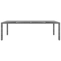 vidaXL Trädgårdsbord 250x100x75 cm härdat glas och konstrotting grå