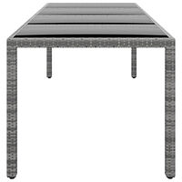 vidaXL Trädgårdsbord 250x100x75 cm härdat glas och konstrotting grå