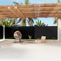 vidaXL Infällbar sidomarkis svart 200x1200 cm