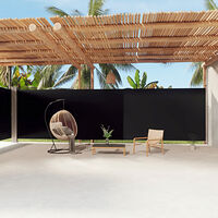 vidaXL Infällbar sidomarkis svart 220x1200 cm