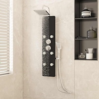 vidaXL Duschpanel glas 25x47,5x130 cm svart