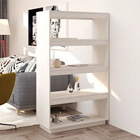vidaXL Bokhylla/Rumsavdelare vit 80x35x135 cm massiv furu