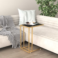 vidaXL Sidobord till datorbord svart marmor 50x35x65 cm härdat glas