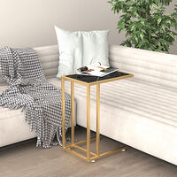 vidaXL Sidobord till datorbord svart marmor 50x35x65 cm härdat glas