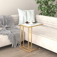 vidaXL Sidobord till datorbord vit marmor 50x35x65 cm härdat glas