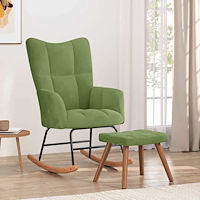 vidaXL Gungstol med fotpall ljusgrön sammet