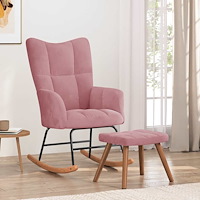 vidaXL Gungstol med fotpall rosa sammet
