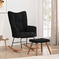 vidaXL Gungstol med fotpall svart sammet