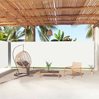 vidaXL Infällbar sidomarkis gräddvit 200x1000 cm