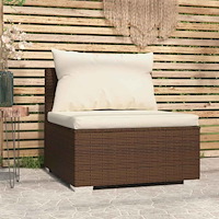 vidaXL Trädgårdssoffa mittsektion med dynor brun konstrotting