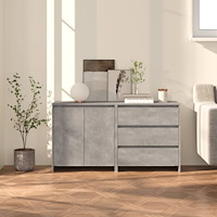 vidaXL Skänk 2 delar betonggrå konstruerat trä