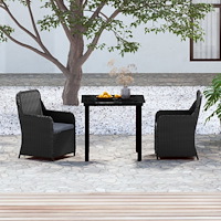 vidaXL Matgrupp för trädgården med dynor 3 delar svart