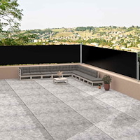 vidaXL Infällbar sidomarkis svart 117x1200 cm