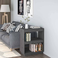 vidaXL Bokhylla grå 60x35x71 cm massiv furu