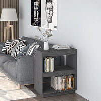 vidaXL Bokhylla grå 60x35x71 cm massiv furu