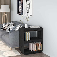vidaXL Bokhylla svart 60x35x71 cm massiv furu