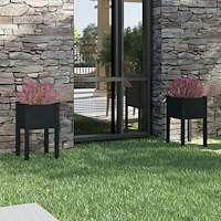 vidaXL Odlingslådor 2 st svart 40x40x70 cm massiv furu
