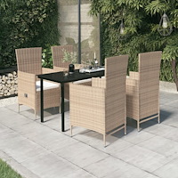 vidaXL Matgrupp för trädgården med dynor 5 delar beige