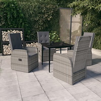 vidaXL Matgrupp för trädgården med dynor 5 delar grå