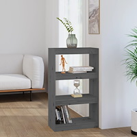 vidaXL Bokhylla/Rumsavdelare grå 60x30x103,5 cm massiv furu