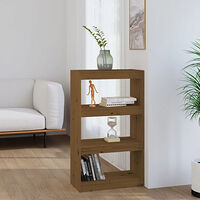 vidaXL Bokhylla/Rumsavdelare honungsbrun 60x30x103,5 cm massiv furu