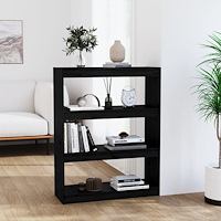 vidaXL Bokhylla/Rumsavdelare svart 80x30x103,5 cm massiv furu