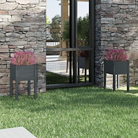 vidaXL Odlingslådor 2 st grå 40x40x70 cm massiv furu