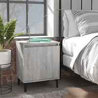 vidaXL Sängbord med metallben grå sonoma 40x30x50 cm