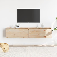 vidaXL Väggskåp 2 st 80x30x35 cm massiv furu