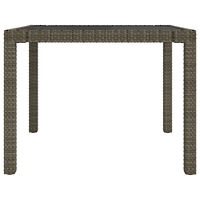 vidaXL Utebord 90x90x75 cm Härdat glas och konstrotting grå