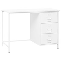 vidaXL Skrivbord med lådor industriell vit 105x52x75 cm stål