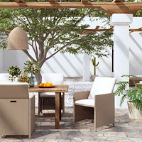 vidaXL Trädgårdsstolar med dynor 4 st konstrotting beige