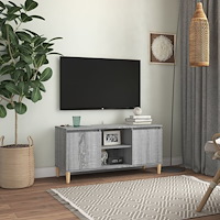 vidaXL TV-bänk med massiva träben grå sonoma 103,5x35x50 cm