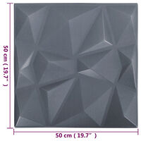 vidaXL 3D-väggpaneler 24 st 50x50 cm diamant grå 6 m²