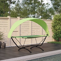 vidaXL Solsäng med tak grön stål och oxford-tyg