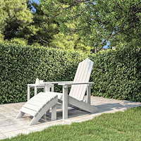 vidaXL Adirondackstol med fotpall HDPE vit