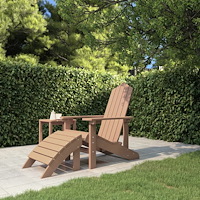 vidaXL Adirondackstol med fotpall HDPE brun